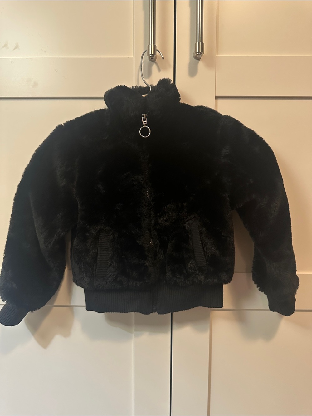Kids Faux Fur Bomber Jacket - Black LIMITED TIME ONLY